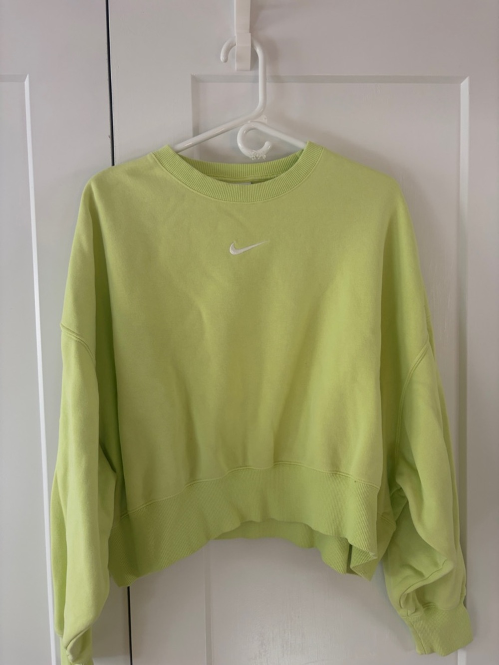Nike Women's Cropped Crewneck Sweatshirt in Lime Green